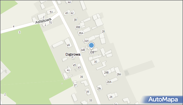 Dąbrowa, Główna, 32B, mapa Dąbrowa