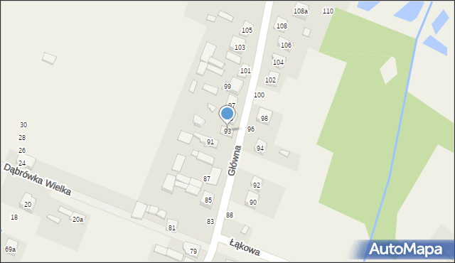 Dąbrówka Wielka, Główna, 93, mapa Dąbrówka Wielka