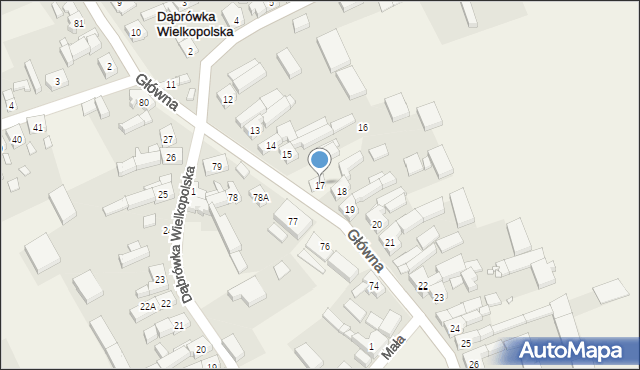 Dąbrówka Wielkopolska, Główna, 17, mapa Dąbrówka Wielkopolska