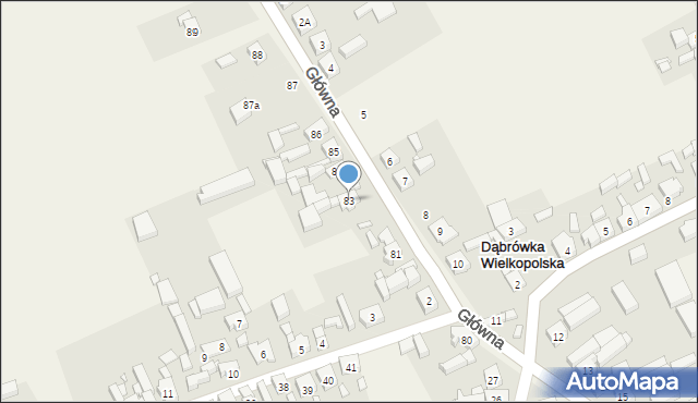 Dąbrówka Wielkopolska, Główna, 83, mapa Dąbrówka Wielkopolska