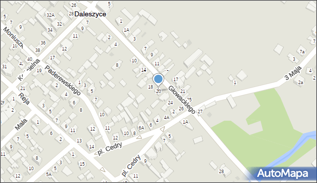 Daleszyce, Głowackiego Bartosza, 20, mapa Daleszyce