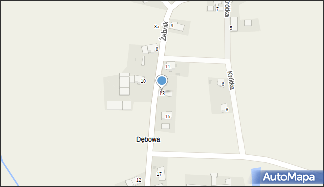 Dębowa, Główna, 13, mapa Dębowa