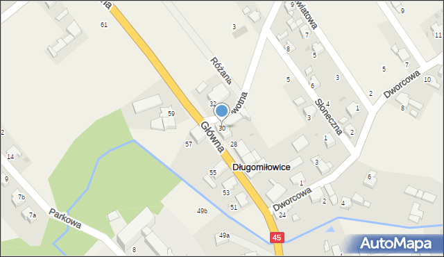 Długomiłowice, Główna, 30, mapa Długomiłowice