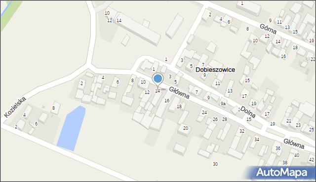 Dobieszowice, Główna, 14, mapa Dobieszowice