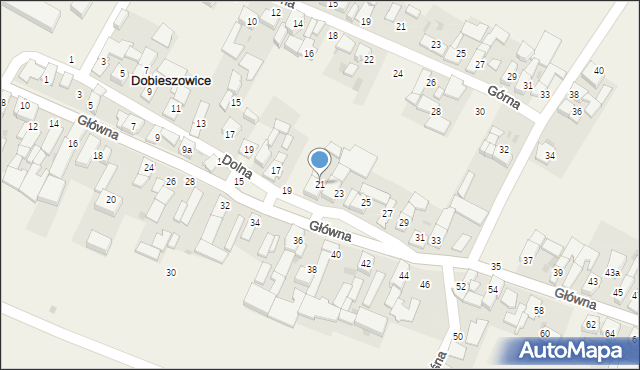 Dobieszowice, Główna, 21, mapa Dobieszowice