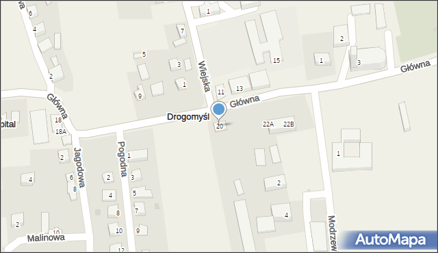 Drogomyśl, Główna, 20, mapa Drogomyśl