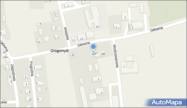 Drogomyśl, Główna, 22A, mapa Drogomyśl