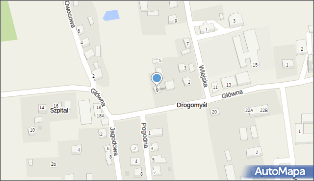 Drogomyśl, Główna, 9, mapa Drogomyśl