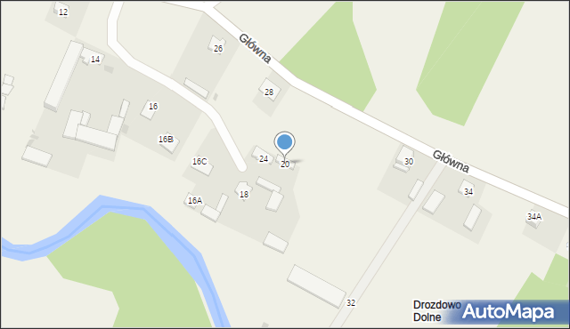 Drozdowo, Główna, 20, mapa Drozdowo