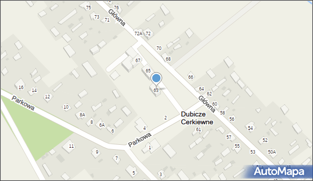 Dubicze Cerkiewne, Główna, 63, mapa Dubicze Cerkiewne