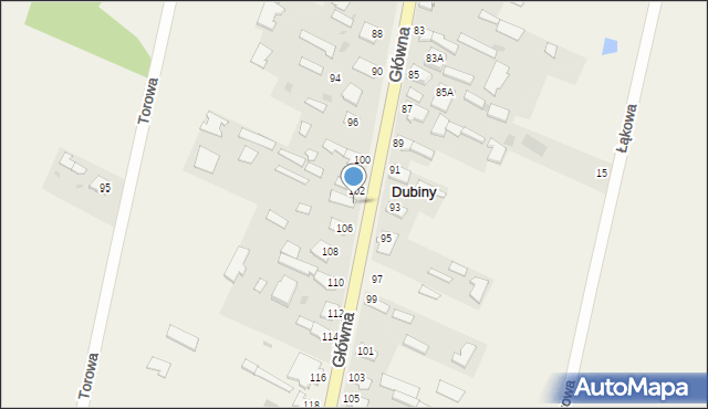 Dubiny, Główna, 104, mapa Dubiny