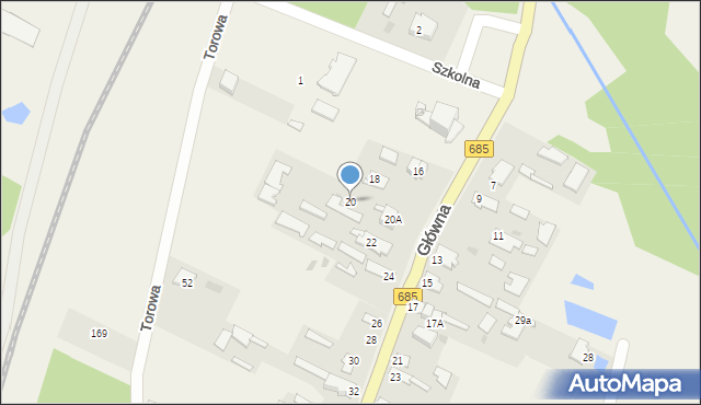 Dubiny, Główna, 20, mapa Dubiny