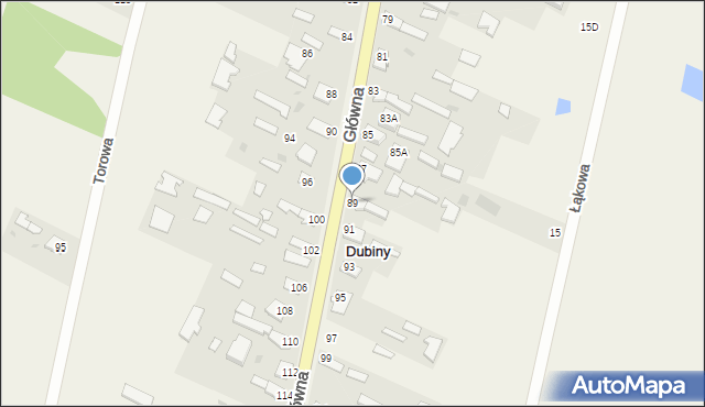 Dubiny, Główna, 89, mapa Dubiny