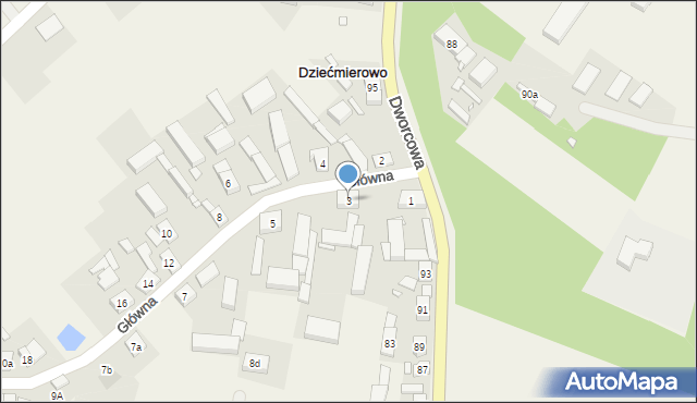 Dziećmierowo, Główna, 3, mapa Dziećmierowo