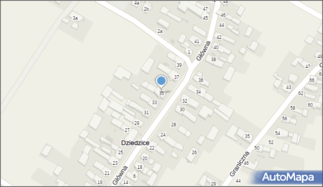 Dziedzice, Główna, 35, mapa Dziedzice