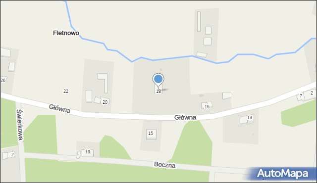 Fletnowo, Główna, 18, mapa Fletnowo