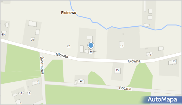 Fletnowo, Główna, 20, mapa Fletnowo