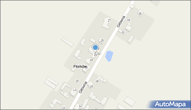 Florków, Główna, 21, mapa Florków