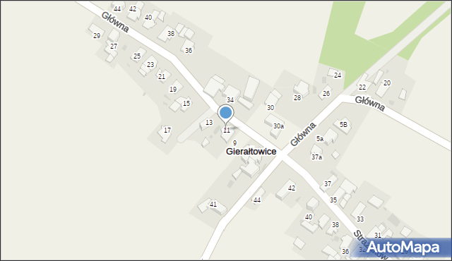 Gierałtowice, Główna, 11, mapa Gierałtowice