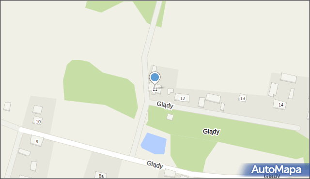 Glądy, Glądy, 11, mapa Glądy