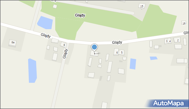 Glądy, Glądy, 7, mapa Glądy