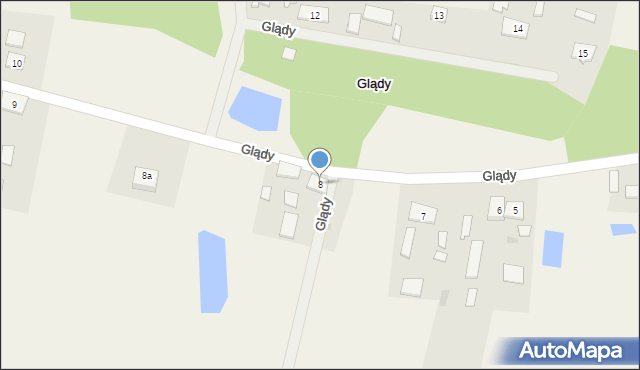 Glądy, Glądy, 8, mapa Glądy