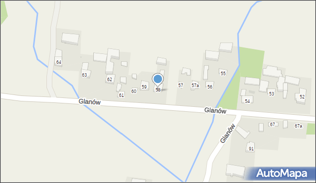 Glanów, Glanów, 58, mapa Glanów