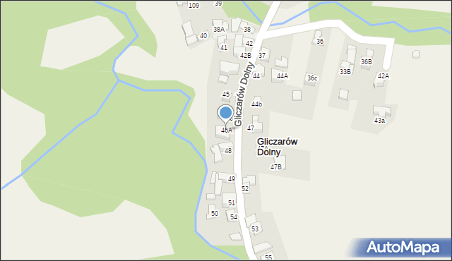 Gliczarów Dolny, Gliczarów Dolny, 46A, mapa Gliczarów Dolny