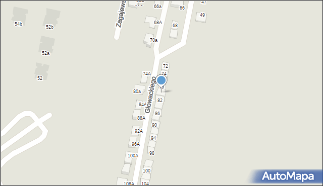 Gliwice, Głowackiego Bartosza, 80, mapa Gliwic