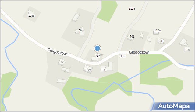 Głogoczów, Głogoczów, 247, mapa Głogoczów