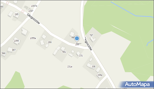 Głogoczów, Głogoczów, 255, mapa Głogoczów