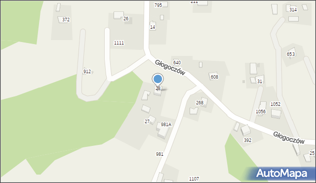 Głogoczów, Głogoczów, 28a, mapa Głogoczów
