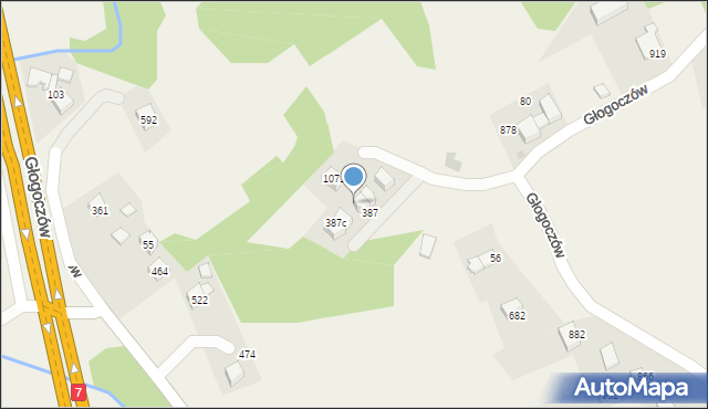 Głogoczów, Głogoczów, 387b, mapa Głogoczów