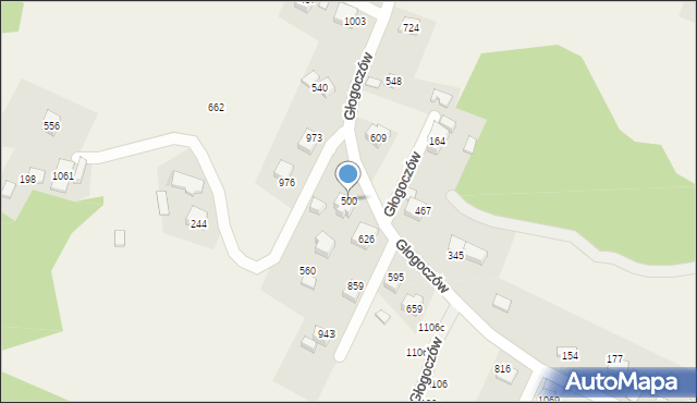 Głogoczów, Głogoczów, 500, mapa Głogoczów