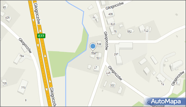 Głogoczów, Głogoczów, 53a, mapa Głogoczów