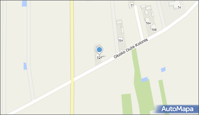 Głusko Duże-Kolonia, Głusko Duże-Kolonia, 61A, mapa Głusko Duże-Kolonia