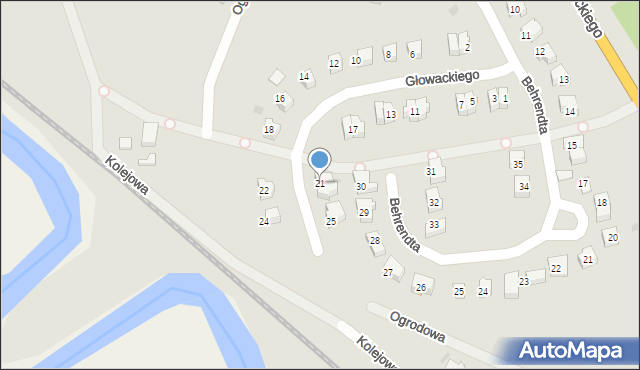 Gniew, Głowackiego, 21, mapa Gniew