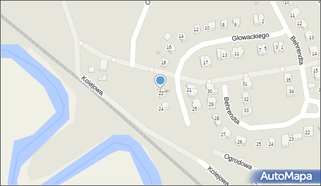 Gniew, Głowackiego, 22, mapa Gniew