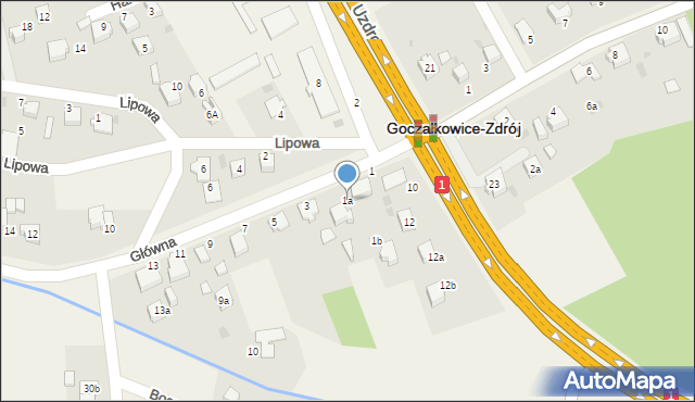 Goczałkowice-Zdrój, Główna, 1a, mapa Goczałkowice-Zdrój