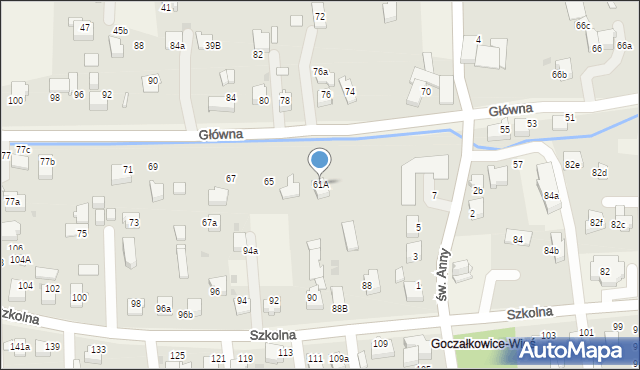 Goczałkowice-Zdrój, Główna, 61A, mapa Goczałkowice-Zdrój