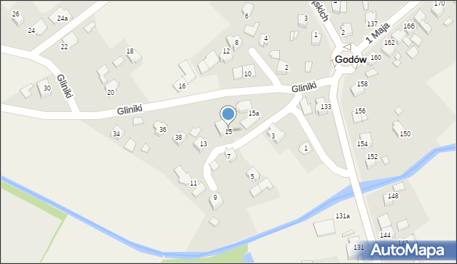 Godów, Gliniki, 15, mapa Godów