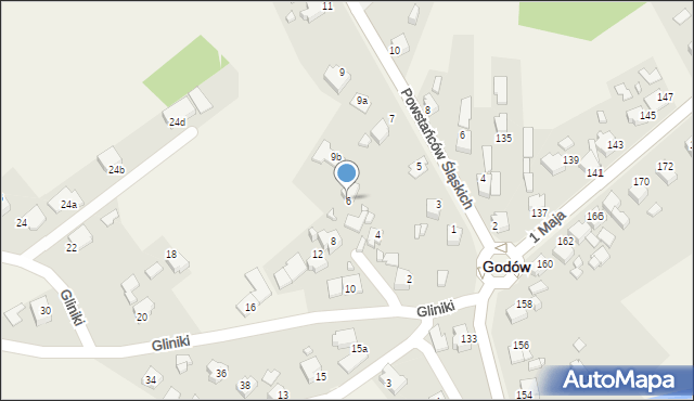 Godów, Gliniki, 6, mapa Godów