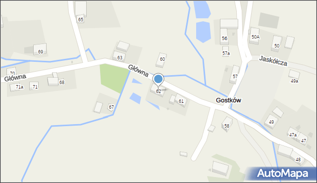 Gostków, Główna, 62, mapa Gostków