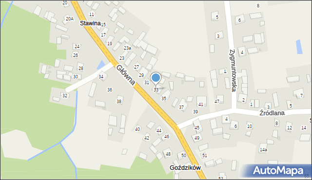 Goździków, Główna, 33, mapa Goździków