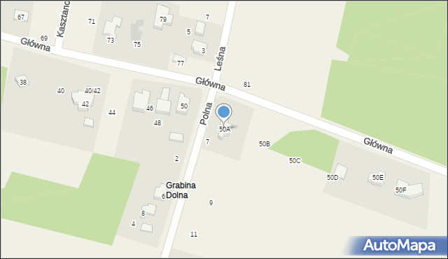 Grabina, Główna, 50A, mapa Grabina