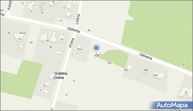 Grabina, Główna, 50B, mapa Grabina