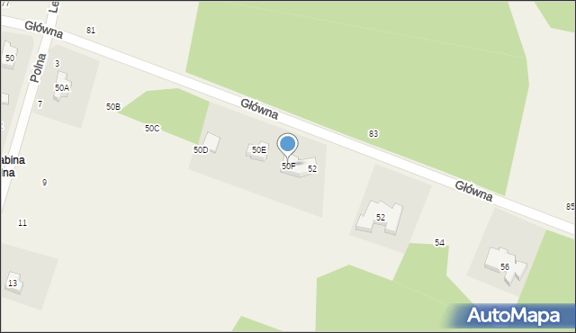 Grabina, Główna, 50F, mapa Grabina