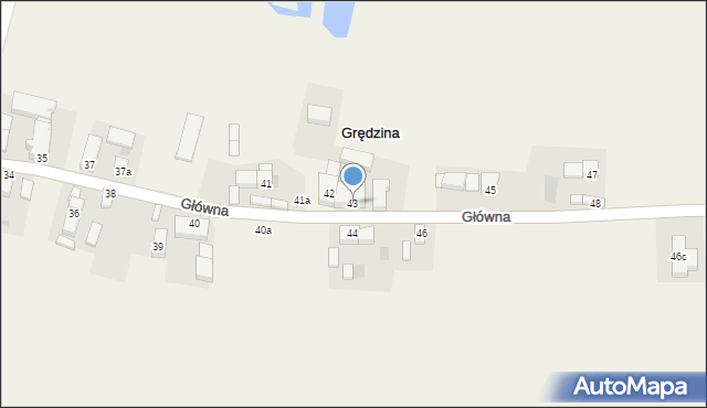 Grędzina, Główna, 43, mapa Grędzina