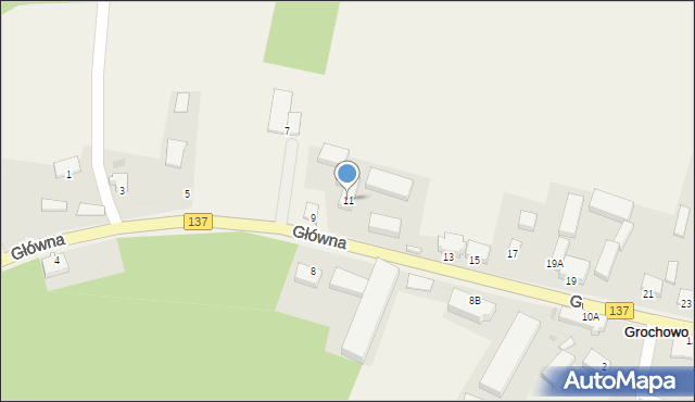 Grochowo, Główna, 11, mapa Grochowo