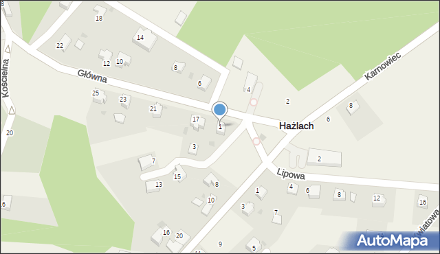 Hażlach, Główna, 1, mapa Hażlach